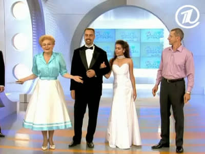 Actor Andrey Da! as Groom in TV Channel 1. Tv Show ‘Live Healthy’ hosting Elena Malisheva. (Zhit Zdorovo) Movie Stills