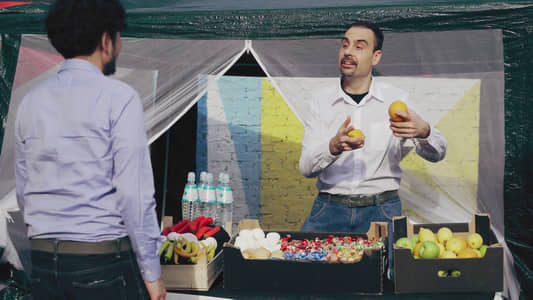 Actor Andrey Da! as Baled – Vegetable Stand Owner in ‘GeniePay’ Episode 1. Movie Stills